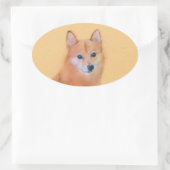 Fins Spitz-schilderij - Cute Original Dog Art Ovale Sticker (Tas)
