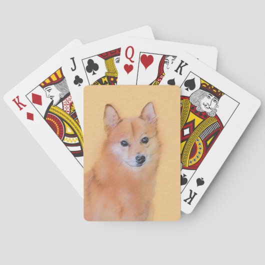 Fins Spitz-schilderij - Cute Original Dog Art Pokerkaarten (Achterkant)