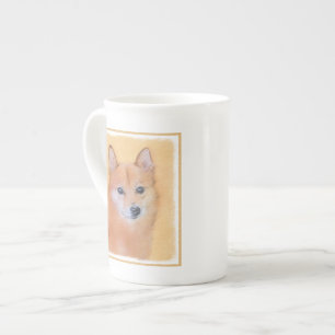 Fins Spitz-schilderij - Cute Original Dog Art Porselein Kop