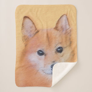 Fins Spitz-schilderij - Cute Original Dog Art Sherpa Deken