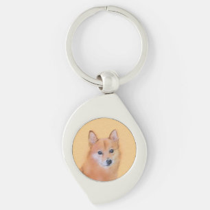 Fins Spitz-schilderij - Cute Original Dog Art Sleutelhanger