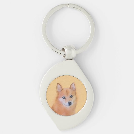 Fins Spitz-schilderij - Cute Original Dog Art Sleutelhanger (Voorkant)