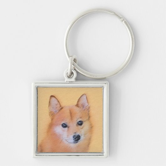 Fins Spitz-schilderij - Cute Original Dog Art Sleutelhanger (Voorkant)