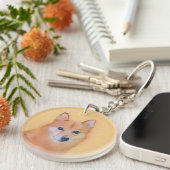 Fins Spitz-schilderij - Cute Original Dog Art Sleutelhanger (Voorkant Rechts)