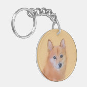 Fins Spitz-schilderij - Cute Original Dog Art Sleutelhanger (Voorkant Links)