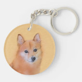 Fins Spitz-schilderij - Cute Original Dog Art Sleutelhanger (Achterkant)