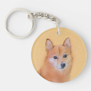 Fins Spitz-schilderij - Cute Original Dog Art Sleutelhanger