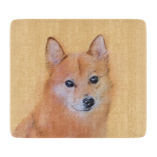 Fins Spitz-schilderij - Cute Original Dog Art Snijplank (Voorkant)
