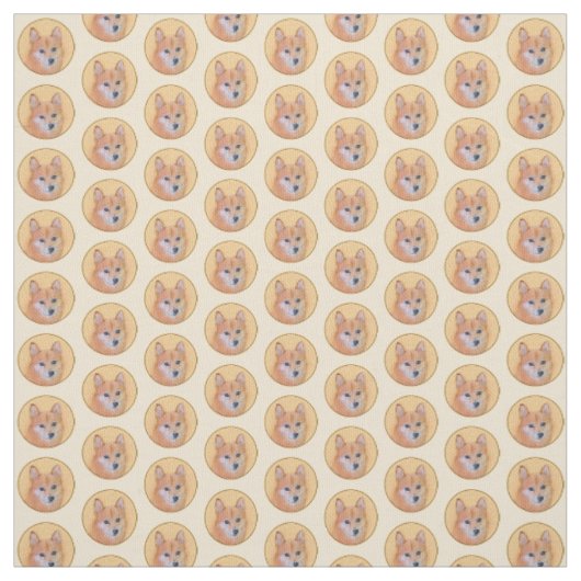 Fins Spitz-schilderij - Cute Original Dog Art Stof (Swatch)