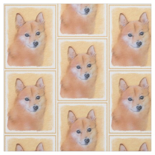 Fins Spitz-schilderij - Cute Original Dog Art Stof (Swatch)