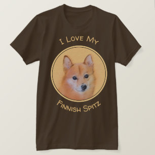 Fins Spitz-schilderij - Cute Original Dog Art T-shirt