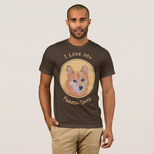 Fins Spitz-schilderij - Cute Original Dog Art T-shirt (Voorkant volledig)