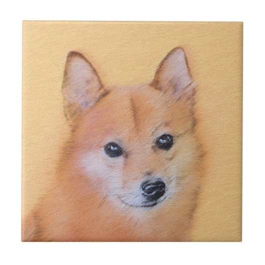 Fins Spitz-schilderij - Cute Original Dog Art Tegeltje (Voorkant)
