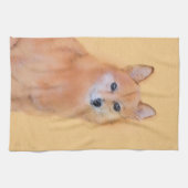 Fins Spitz-schilderij - Cute Original Dog Art Theedoek (Horizontaal)