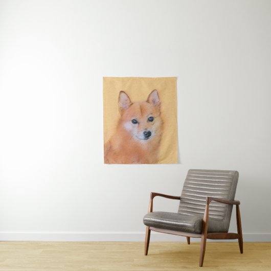 Fins Spitz-schilderij - Cute Original Dog Art Wandkleed (In situ)