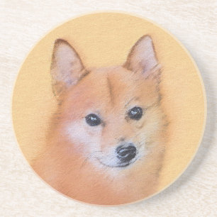 Fins Spitz-schilderij - Cute Original Dog Art Zandsteen Onderzetter