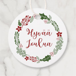 Fins Vrolijk Kerstfeest, Hyvää joulua, Aangepast Bedankjes Labels