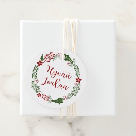 Fins Vrolijk Kerstfeest, Hyvää joulua, Aangepast Bedankjes Labels (In situ)