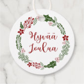 Fins Vrolijk Kerstfeest, Hyvää joulua, Aangepast Bedankjes Labels (Voorkant)