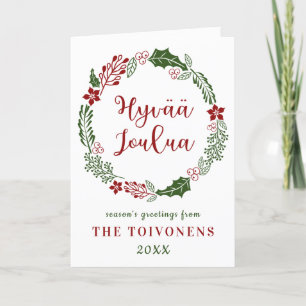 Fins Vrolijk Kerstfeest, Hyvää joulua, Aangepast Feestdagen Kaart
