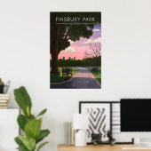 Finsbury Park Londen Reisposter Poster (Thuiskantoor)