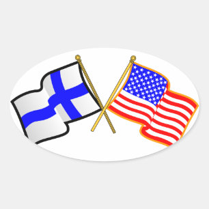 Finse Amerikaanse vlaggen Ovale Sticker