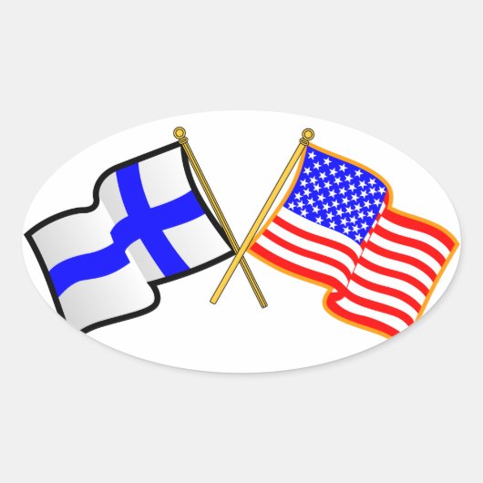 Finse Amerikaanse vlaggen Ovale Sticker (Voorkant)