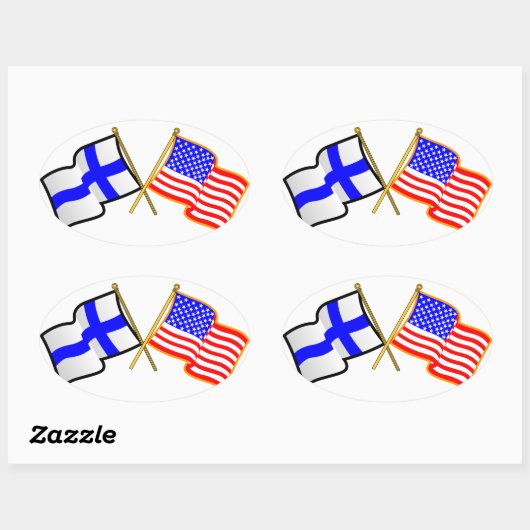 Finse Amerikaanse vlaggen Ovale Sticker (Vel)