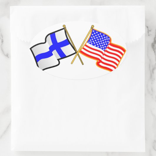 Finse Amerikaanse vlaggen Ovale Sticker (Tas)