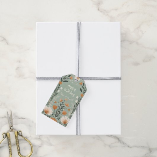 Finse bloem cadeaulabel (Met Touw)