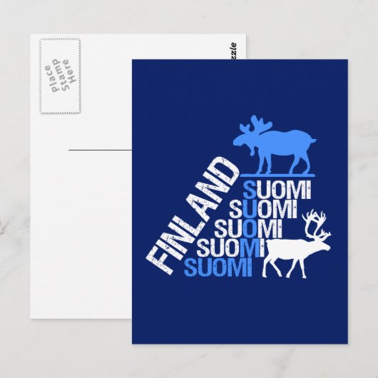 Finse briefkaart voor ontlasting en rendieren - pa (Voorkant / Achterkant)