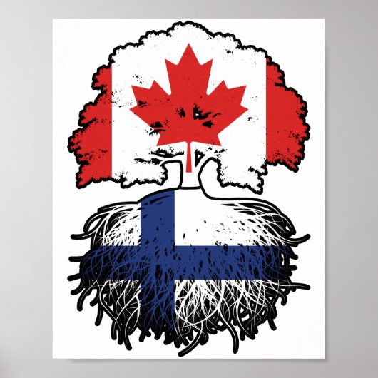 Finse Canadese vlag voor boomstammen van Canada Poster (Voorkant)