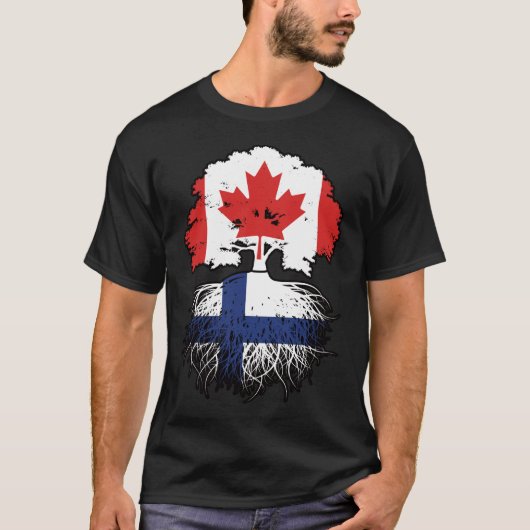 Finse Canadese vlag voor boomstammen van Canada T-shirt (Voorkant)