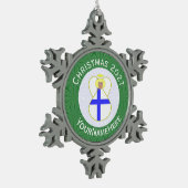 Finse engel kerstvlag gepersonaliseerd tin sneeuwvlok ornament (Links)