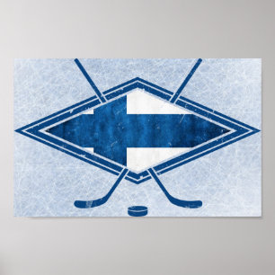 Finse Hockey Flag Logo Suomi Poster