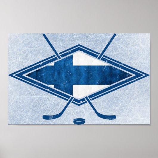 Finse Hockey Flag Logo Suomi Poster (Voorkant)