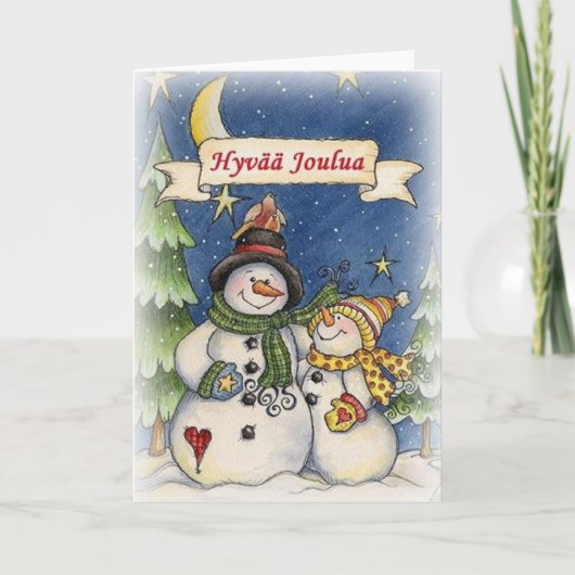 Finse Hyvää Joulua kerst Kaart (Voorkant)