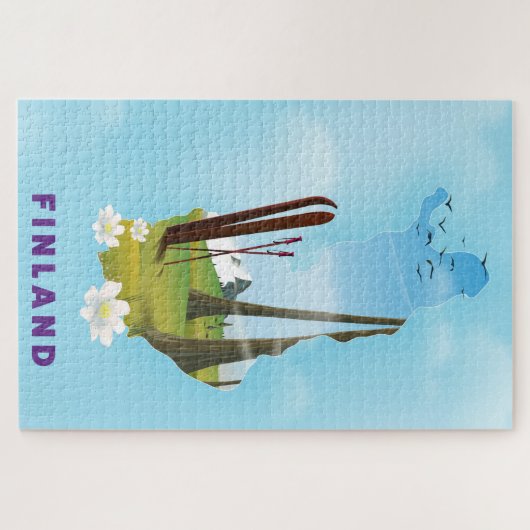 Finse kaart Illustratieve reisposter Legpuzzel (Horizontaal)