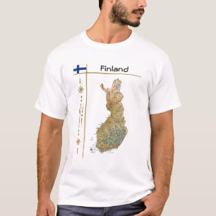 Finse kaart + vlag + titel T-shirt