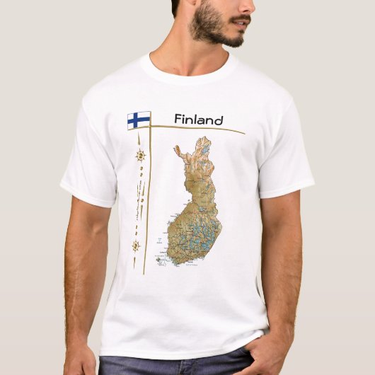 Finse kaart + vlag + titel T-shirt (Voorkant)