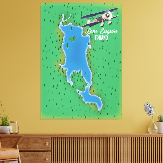 Finse kaart voor het meer canvas afdruk (Insitu (Woonkamer))