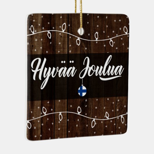 Finse kerst met fijne kerst, Hyvää joulua Rustic S Keramisch Ornament (Rechts)