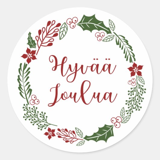 Finse kerstavond, Hyvää joulua Ronde Sticker (Voorkant)