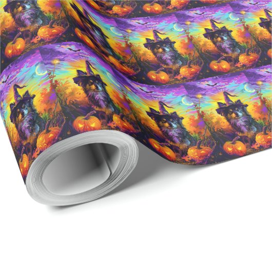 Finse langhond Halloween heks en pompoen Cadeaupapier (Rol Hoek)