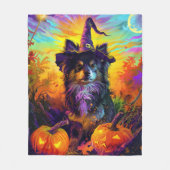 Finse langhond Halloween heks en pompoen Fleece Deken (Voorkant)