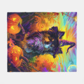 Finse langhond Halloween heks en pompoen Fleece Deken (Voorkant (Horizontaal))