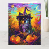 Finse langhond Halloween heks en pompoen Kaart (Voorkant)