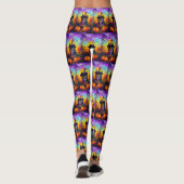 Finse langhond Halloween heks en pompoen Leggings (Achterkant)