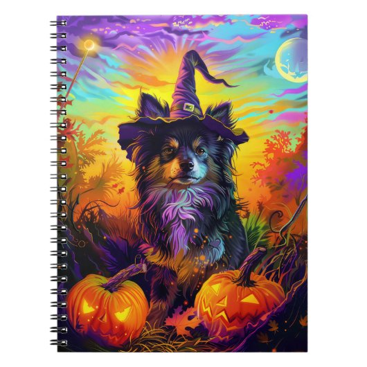 Finse langhond Halloween heks en pompoen Notitieboek (Voorkant)
