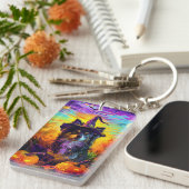 Finse langhond Halloween heks en pompoen Sleutelhanger (Voorkant Rechts)